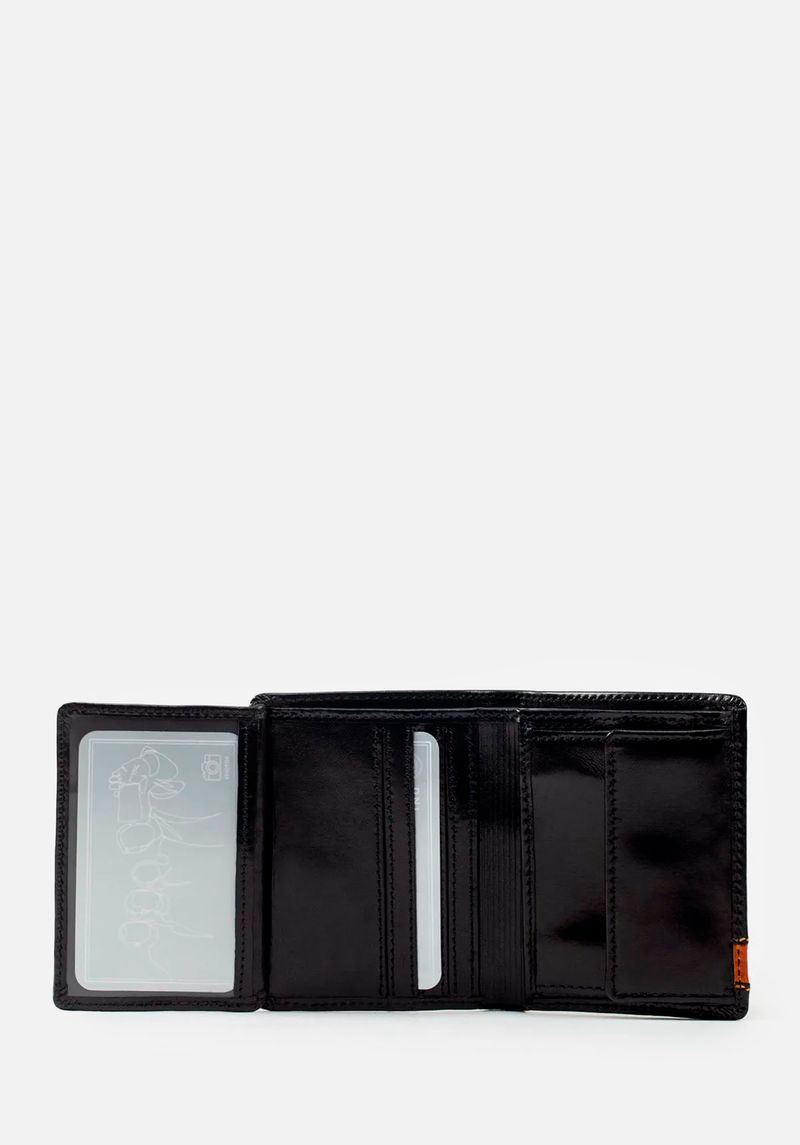 BILLETERA DE ESTILO CASUAL EN CUERO ITALIANO Y DETALLES EN CONTRASTE